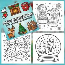 1pc Warm Christmas Coloring Book, 24 Pages Single-Sided Design, Includes Christmas Tree, Reindeer, Snowman, Gingerbread House And Other Cozy Scenes, Creative Relaxation, Stress Relief, Suitable For Beginners, Perfect Gift Choice For Christmas, Family Gathering, Classroom, New Year, Holiday Party - Cozy Christmas Coloring Book - View 6