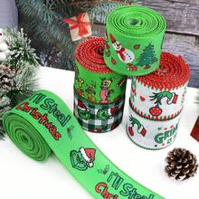 The Grinch 1 قطعة شريط مزخرف، شريط ديكوري DIY لعيد الميلاد، طباعة كاملة لشعار العطلات وعناصر عيد الميلاد، شريط ديكوري للربط اليدوي في العطلات، مناسب لصنع إكليل عيد الميلاد الشتوي، تغليف الهدايا، صنع الأقواس DIY، ديكور شجرة عيد الميلاد، مشاهد الحفلات اليدوية - متعدد الألوان - مشاهدة 9