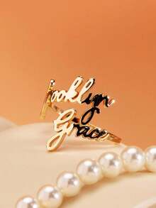 1PC Personalized Double Name Ring, Customizable Couple Ring With Two Names, Suitable As A Gift For Mom, Anniversary Gift For Women, Birthday Gift, Customized Gift, Birthday Gift, Anniversary Jewelry, Christmas, Halloween, Valentine's Day Gift - Multicolor 2 - View 8
