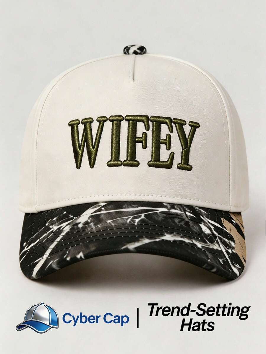 1pc Women's "WIFEY" Trucker Hat,Adjustable Design,Stylish Embroidered Five-Panel Cap,Perfect For Casual Wear, Parties, Travel, And Holiday Gifts