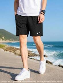 Nike Men's Sports Shorts Knit Shorts Casual Athletic Dark Pattern Breathable Football Training Shorts IR8429-010 - Black - View 1