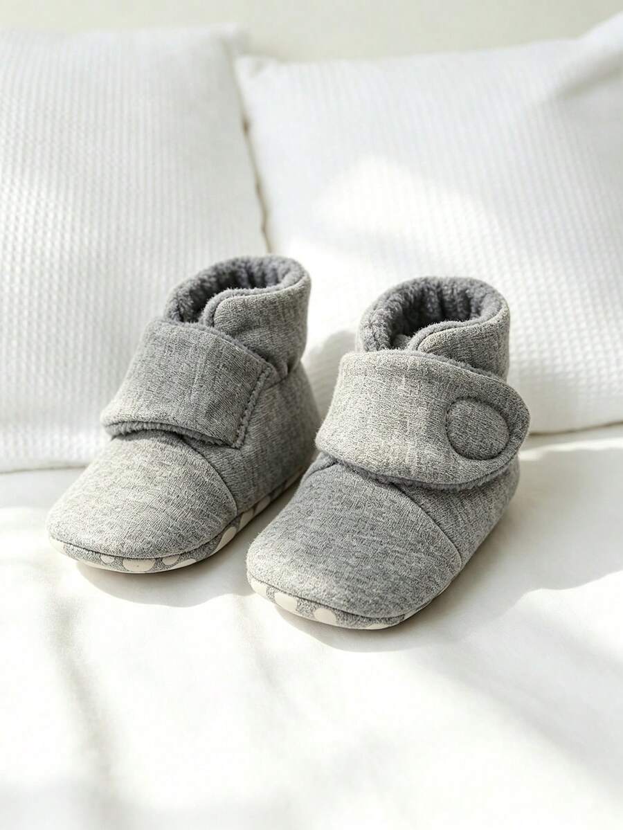 Newborn Infant Infant Girl Boy Booties Stay On Sock Slippers - Grey - View 1