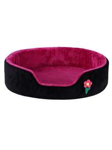 1pc Langxingcs Thickened Soft Oval Pet Dog Bed, Decorated With Flower Design Pet Cat Bed, Soft And Comfortable Fabric, Anti-Slip And Waterproof Oval Pet Nest, Suitable For Medium And Small Pets Indoor Sleep And Rest - Multicolor - View 41