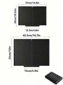 Silicone Dish Drying Mat With Grooved Drainage Design, 2 Sizes Available Countertop Drain Pad With Hanging Hole, Kitchen Utensil Glassware Drying Tray For Sink Counter - Multicolor - View 12