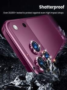 3入相容 iPhone 18 Pro/18 Pro Max 相機鏡頭保護貼，相容原機拍攝模式，金屬蓋膜，不干擾手機殼，防碎 HD 鋼化玻璃相機螢幕保護貼－閃亮紅 - 酒紅色 - 查看 3
