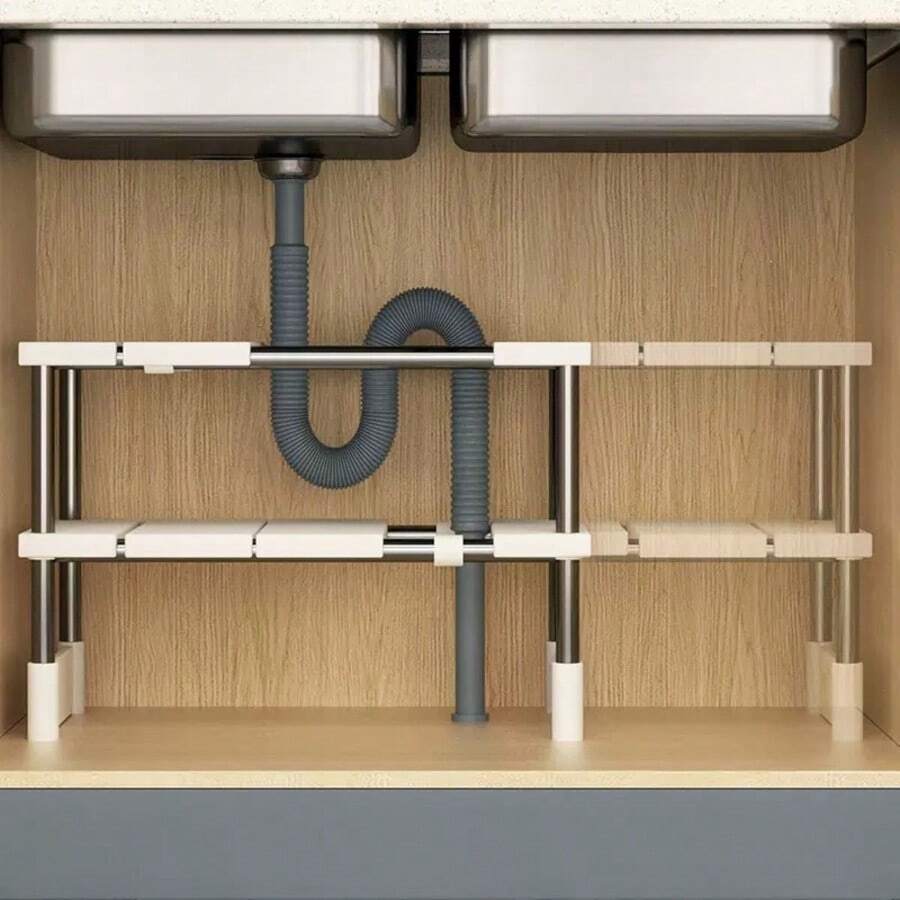 Kitchen Expandable Under Sink Organizer Rack, Cabinet Interior Tiered Shelf, Multi-Functional Pot & Pan Storage Rack - Multicolor - View 1