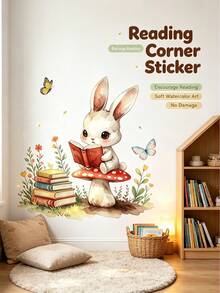 2pcs/1set - Forest Theme Healing Reading Corner Animal Wall Stickers, Suitable For Back To School Season - Multicolor - View 9