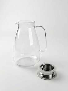 High Borosilicate Glass Cold Water Pitcher, Large Capacity Household Juice Pitcher With Lid, High Temperature Resistant Striped Water Pitcher, 1800ML/2200ML/1650ML/1300ML, Kitchen Transparent Water Pitcher With Stainless Steel Lid. - Smooth Teardrop Shape (2200ml) - View 3