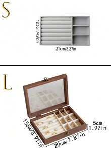 1pc Large Wooden Jewelry Box With Transparent Lid, Lockable Jewelry Display Box, Large Capacity Jewelry Tray, Walnut Wood Grain Velvet Lining, Multi-Layer Jewelry Storage Box, Can Store Necklaces, Earrings, Bracelets, Rings And Other Jewelry Organizer - Multicolor - View 8