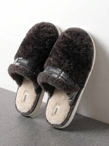 Men's Plush House Slippers, Slip-On Thermal Lined Warm Thick Sole Closed Toe Slippers For Autumn/Winter - Grey - View 4