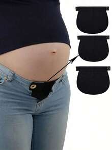 3pcs Women's Waist Extender, Elastic Waistband Extender With Buttons, Adjustable Black Fabric Waist Extender, Elastic Fabric Material - Multicolor - View 8