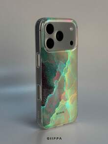 GIIPPA 1pc Green Nebula Starry Fluid Pattern Design, Phone 17 Pro Max Phone Case, Compatible With Phone 16 Pro Max, 15 Pro Max, 14 Pro Max, Korean-Style High-End Fashion Fun Phone Case, Suitable For 11/12/13/14/15/16 Pro Max Plus, Elegant Design For Men And Women, Perfect Gift For Girlfriend On Christmas, Valentine's Day, Easter, Wedding Season And Birthday! - Multi-color 2 - View 2