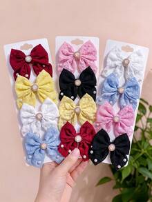 2/6/12pcs Puff Bow Hair Clips Set, Cute Hair Accessories - Suitable For Girls And Women, Perfect For Daily Wear And Dates - Multicolor - View 3