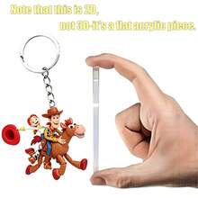 Disney Toy Story Character Keychain - Woody And Jessie In Horse Riding Pose, Made Of Acrylic, Flat Cartoon Pendant, Metal Key Ring, Bag Accessory For Carrying Around. - Multicolor - View 5