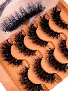 New DD Curl Cat Eye Thin Dense Mink False Eyelashes 5D Fluffy Short Natural Style 5 Pairs Strip Lashes - Black - View 3