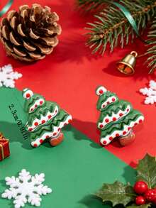1 Pasang Anting Jepit Telinga Resin Berbentuk Santa Claus, Lonceng Manusia Salju, dan Pohon Natal, Dekorasi Natal Berwarna-warni, Hadiah Sempurna untuk Pesta Liburan Anak-Anak - MultiWarna - View 3