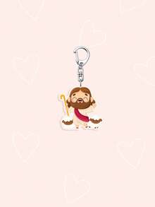 1/6pcs Jesus Lamb Decoration Acrylic Keychain, Multifunctional 2D Acrylic Keychain Pendant, Jesus And Lamb Design, "Jesus Te Ama" Suitable For Decorating Cars And Bags, Also An Ideal Anniversary Gift. - Multicolor - View 8