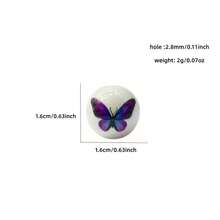 10pcs 16mm Acrylic Colorful Printed Butterfly Straight Hole Round Beads, UV Coated - Multi-Color Mixed Pack, Suitable For DIY Jewelry Making, Bracelets, Friendship Gifts, Keychains And Pen Decorations - Random Color Mixing - View 4