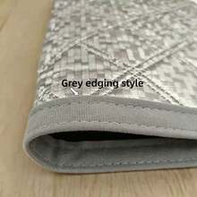 Cortina térmica para ventana con cremallera y borde gris, a prueba de frío y bloqueo de viento para invierno - Cortina con cremallera, apertura izquierda, cara plateada y borde gris - Ver 2