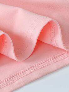 Teen Girl Cute Letter Print Raglan Sleeve Casual Loose T-Shirt - Pink - View 1