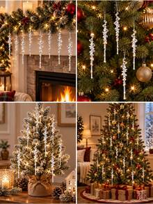 12-60pcs Christmas Tree Icicle Hanging Decorations, Transparent Colorful Acrylic Icicle Pendant Ornaments, Crystal Hanging Decor, Suitable For Christmas Tree, Winter Wedding Party Decoration - Multicolor - View 8