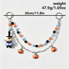 Halloween Series Multi-Color Square Chain Bat Pumpkin Bell Wizard Handmade Woven Rope Keychain Bag Pendant - Multicolor - View 5