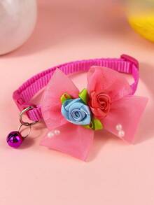1pc Sequin Pet Collar, Hexagonal Knot Bowknot Neck Collar, Cat Shaped Accessory, Small Dog Dress-Up Collar, Adjustable Pet Neck Collar, Pet Photo Neck Decoration, Cat & Dog Decorative Collar, Exquisite Pet Outfit, Pet Grooming Accessory, Sequin Bowknot Collar - Multicolor - View 9