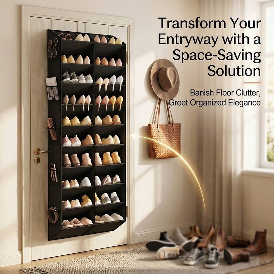 10-Layer Over-The-Door Hanging Organizer Rack With 10 Side Mesh Pockets, Can Store 20-30 Pairs Of Shoes, Shoes, Miscellaneous Items And Daily Necessities, Shoe Hanging Storage Bag, Floorless Shoe Storage Solution - Multicolor - View 1