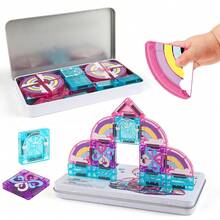 42Pcs Kid Magnetic Block Toy Set,Size 3.75cm(1.5inch) Magnet Toy Building Block Toy,Magnetic Tiles Pink Castle For Girl,Child Activity Brain Toy - Pink - View 6