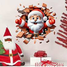 1pc PVC Material Santa Claus Breaking Through Wall Toilet Sticker - Reusable Vinyl Bathroom And Wall Decor Sticker - one-size - View 6