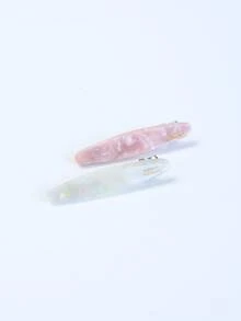 2件裝新款橢圓柳葉紋理醋酸高品質髮夾，女用瀏海夾、側夾、直夾髮飾 - 多色D - 查看 5