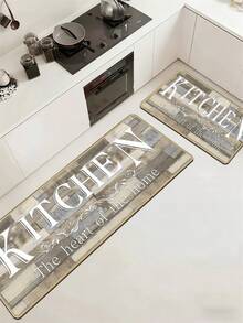 SANJIANGDI 1pc Imitating Wooden Planks Joined Pattern Kitchen Mat, 0.6mm Crystal Velvet Soft And Machine Washable.Suitable For Kitchen Corridors, Bathrooms, Living Rooms, Outdoor Door Mats, And Toilets. Useable Throughout The Year And For Various Holidays. - Multicolor - View 10