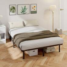 3ft Single Bed Frame, Metal Platform Bed Frame With 2 X 14 Wood Slats, No Box Spring Needed, Underbed Storage, Black On-Site - Black + Steel - View 2