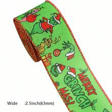 The Grinch 1 قطعة شريط مزخرف، شريط ديكوري DIY لعيد الميلاد، طباعة كاملة لشعار العطلات وعناصر عيد الميلاد، شريط ديكوري للربط اليدوي في العطلات، مناسب لصنع إكليل عيد الميلاد الشتوي، تغليف الهدايا، صنع الأقواس DIY، ديكور شجرة عيد الميلاد، مشاهد الحفلات اليدوية - متعدد الألوان - مشاهدة 6