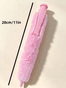 Cute Fuzzy Plush Ballpoint Pen, 28cm Large Size Retractable Writing Pen, Aesthetic Pastel Multi‑Color Fluffy Pen, Decorative Stationery For Daily Use & Party Gift - Multicolor - View 6