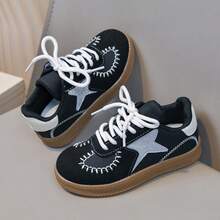 1 Pair Kids' Retro Patchwork Sneakers, Boys' And Girls' Soft Sole Non-Slip Hook And Loop Casual Sports Shoes - Black - View 10