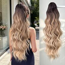 Claw Shaped Ponytail Extension Hair Accessory Black Brown Burgundy Gradient Brown Gradient Gray Multi-Color 28 Inch Deep Wave Heat-Resistant Fiber Synthetic Ponytail Wig, Suitable For Women's Christmas, Parties, And Daily Use - Black Brown - View 13