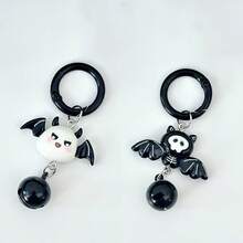 2PCS Halloween Style Keychains - Random Style - Ghost, Bat, Black Cat, Bell Key Ring - Acrylic Creative Funny Bag Pendant - Holiday Gift Pendant - A - View 6