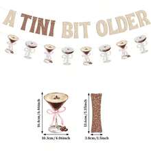 1組 Tini Bit Older 紙製橫幅,亮片字母馬丁尼調酒三角旗,趣味生日派對牆面掛飾,適用生日主題派對與生日佈置 - 生日橫幅 - 查看 6