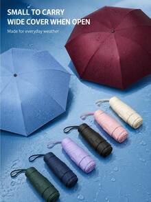1pc Compact 6-Fold Sun And Rain Umbrella With Portable Carrying Case, Lightweight Mini Folding Umbrella For Women, Easy To Store In Handbag, Backpack Or Car, For Sunny And Rainy Days, Daily Commute And Travel, Halloween, Thanksgiving, Christmas And N - C - View 4