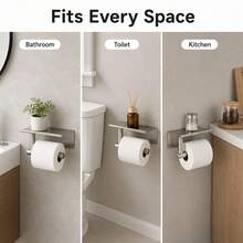 Stainless Steel Wall-Mounted Toilet Paper Holder With Shelf - Stylish Bathroom Accessory, Space-Saving - A - View 6