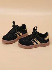 Kids Patchwork Colorblock Casual Sports Shoes Casual Skate Shoes - Black - View 2