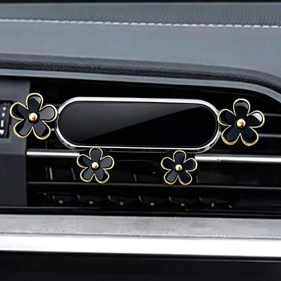 New Upgraded Car Phone Holder (2 Large 2 Small Gold Floral Pattern) Creative Car Air Vent Navigation Fixed Support Bracket, Interior Decoration For Women, Suitable For 4.5-7 Inch Screen Phones