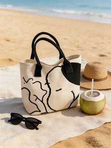 1 túi tote canvas kẻ sọc Snoopy, túi đeo vai dung tích lớn, túi xách đa năng dễ thương, phù hợp đi làm, đi chơi, du lịch, đi học, làm quà tặng sinh nhật, Valentine, Ngày của Mẹ - A - Xem 7