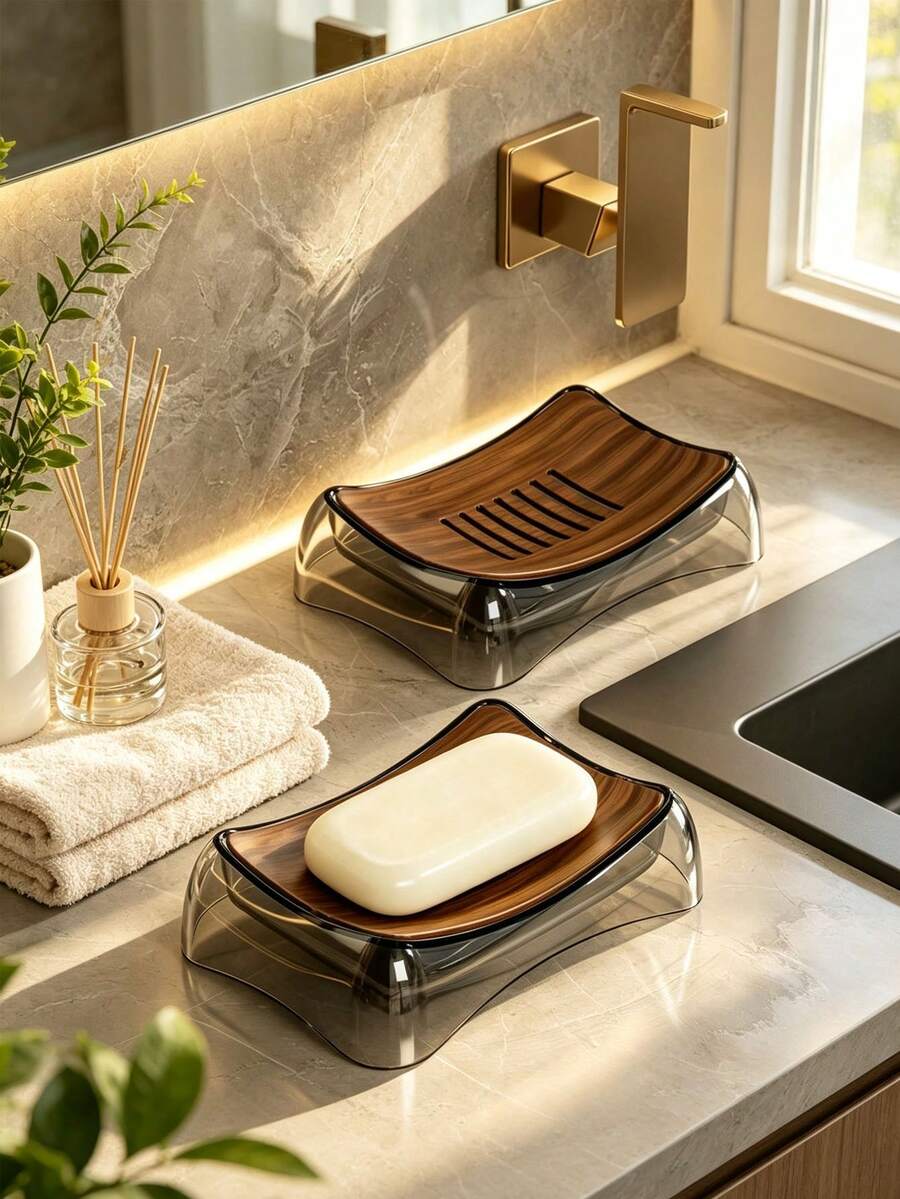 1pc Glacier‑Textured Soap Dishes, No‑Drill Countertop Soap Holder, Plastic Bathroom Soap Rack, Multi‑Color Simple Style For Dorm Household Washroom Vanity, Practical Shower Accessory For Daily Bathroom Storage Organization