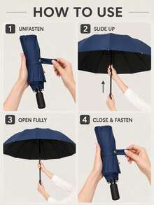 1pc Manual Long Straight Handle Large Canopy Solid Color Sun Protection & Rain Umbrella, Unisex, Suitable For Sunny/Rainy Days, Daily Commute, Business, Travel & Outdoor Use, Christmas New Year Gift - E - View 10