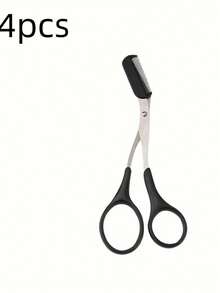 1 Set Stainless Steel Built-In Eyebrow Comb Scissors + 1 Random Pattern Postcard, Elegant Women's Beauty Tool, Easy To Use And Durable, Ideal Gift For Makeup Enthusiasts - Pink - View 10