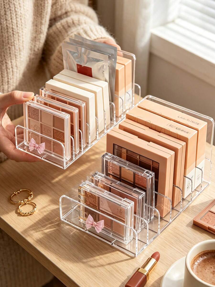 Acrylic Eyeshadow Palette Storage Box, Transparent Large Capacity Desktop Drawer-Style Storage Box, Transparent Cosmetic Storage Box, Makeup Brush Holder, Perfume Storage Box, Jewelry Box, Suitable For Living Room, Dining Room, Kitchen, Bedroom - Multicolor - View 1
