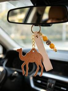 Leopard Beaded Wristlet Camel Keychain, Faux Leather Camel Animal Pendant Key Ring, Fashion Bag Charm Car Key Accessory,Ramadan Holiday Gift For Women - Multicolor - View 7