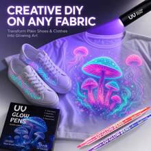 New Fabric Markers Pens 15pcs - 30 Colors / 12pcs - 24 Colors Can Draw And Write On Clothes, Hats, Glow Under UV Light, Easy To Apply, Convenient For Artistic Inspiration, Suitable For Art Classes, Creating Surprises, Especially Perfect For Halloween Graffiti And Holiday Celebrations - Sets - View 2